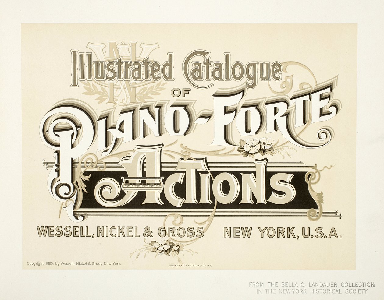 Illustrert katalog over Piano-Forte Actions, Wessell, Nickel & Gross Co. - omslag, 1893 av American School