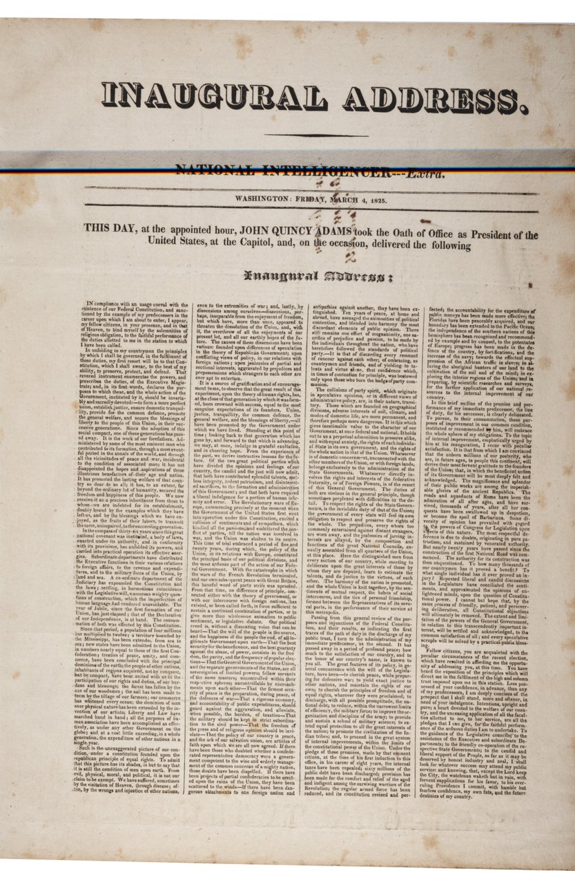 Innvielsesadresse til John Quincy Adams, 4. mars 1825 (se også GLC 696060) av American School