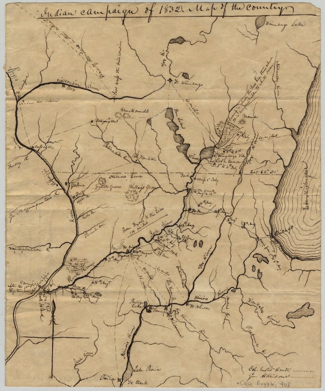 Indisk kampanje fra 1832: Kart over landet, 1832 av American School