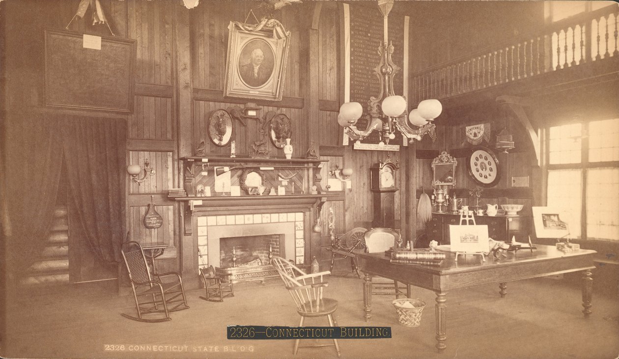 Interiør i Connecticut State Building (sølvalbumintrykk) av American School