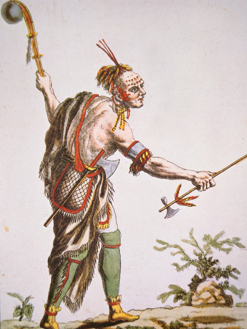 Iroquois kriger med ballhodet kølle av American School