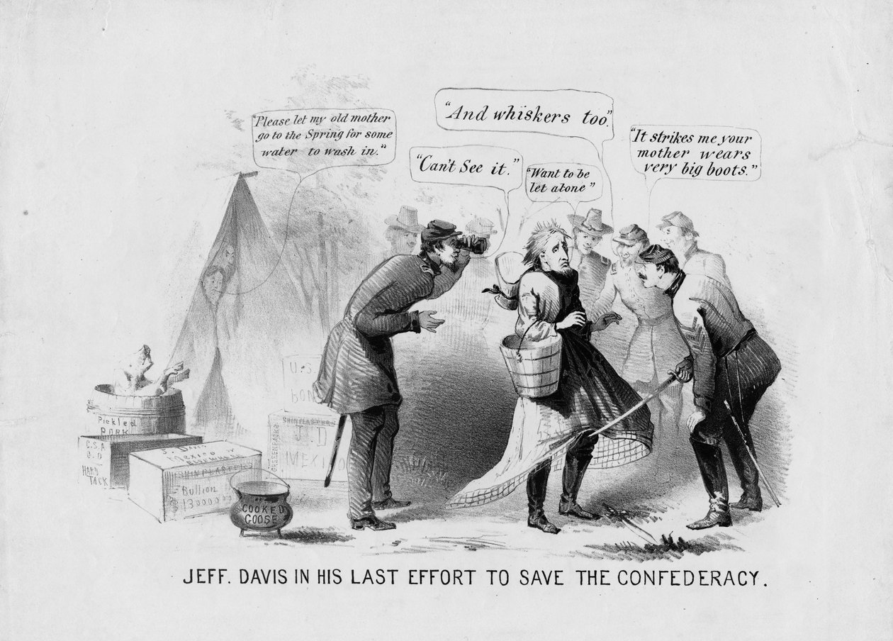 Jeff Davis i sin siste innsats for å redde konføderasjonen, ca. 1865 av American School