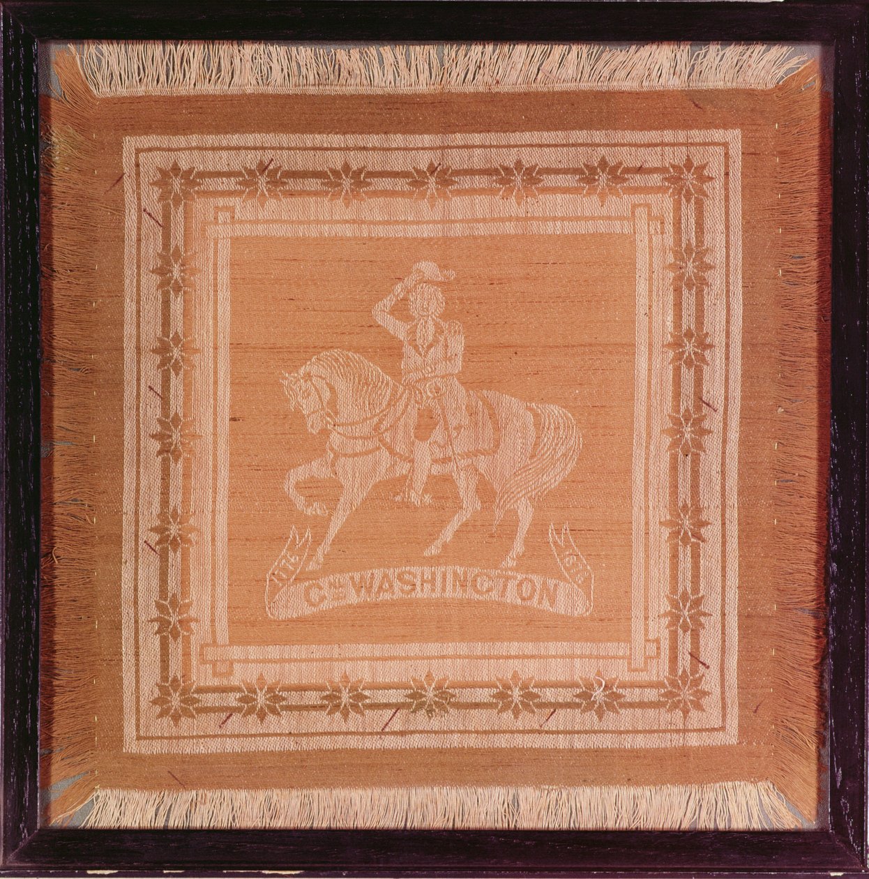 Tørkle som viser George Washington (1732-99) på hesteryggen, 1876 (silke og bomull) av American School