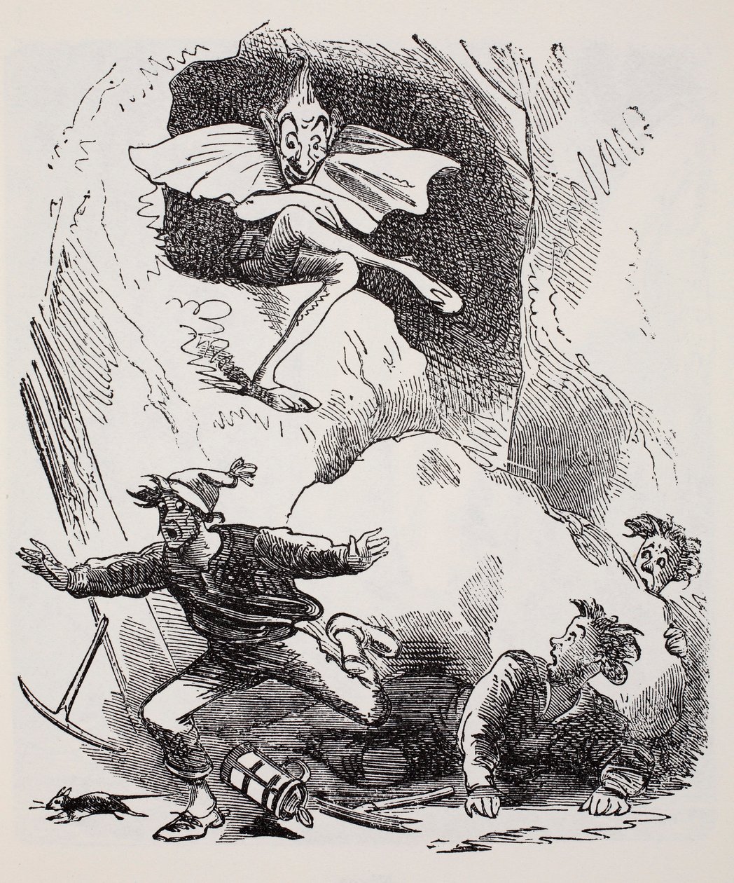 Kobolds, fra The World Guide to Gnomes, Fairies, Alves and Other Little People av Thomas Keightley (1789-1872) Publisert 1880, (BW Engraving) av American School