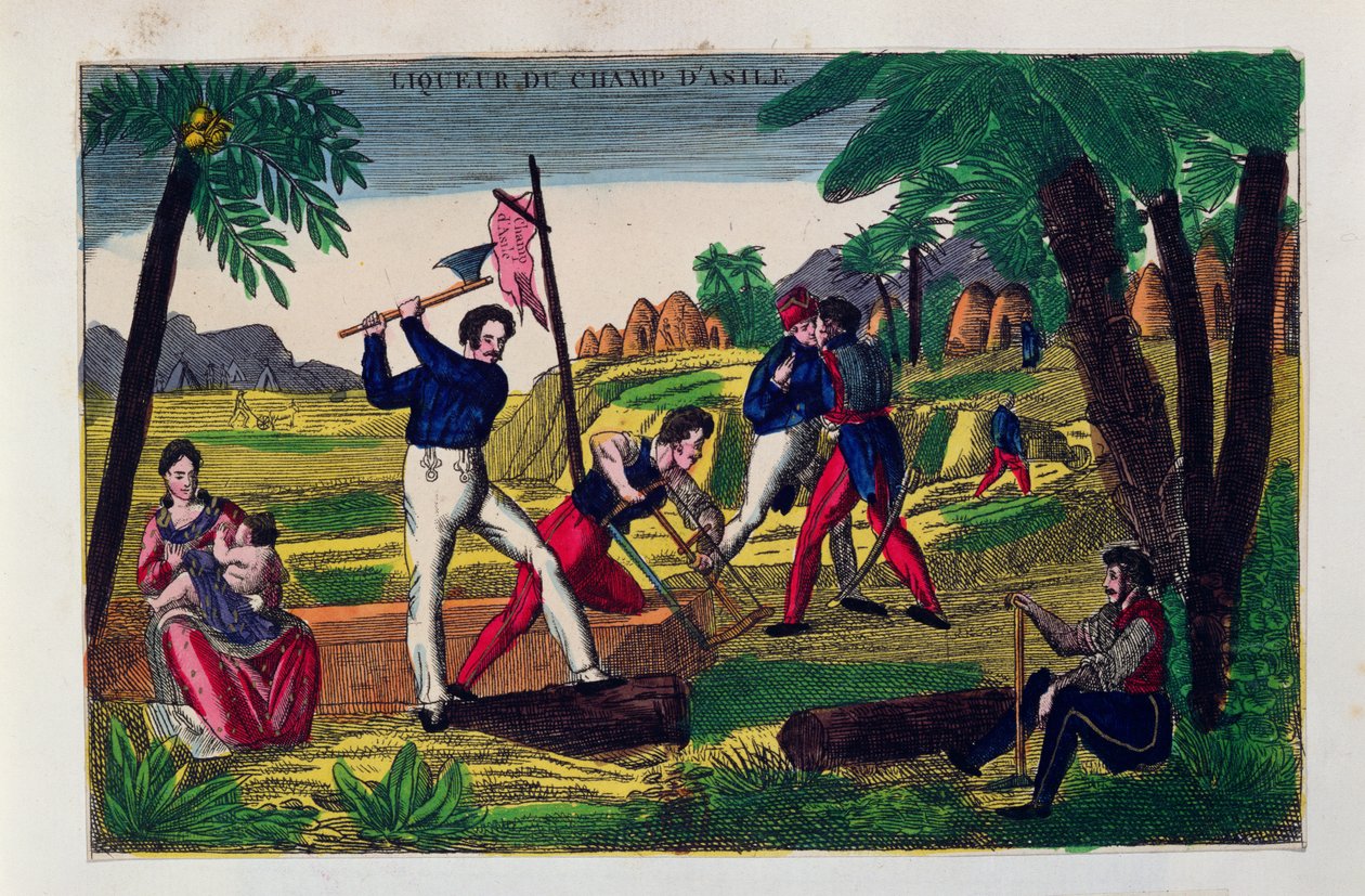 Etikett for Champ dAsile brennevin, ca. 1830 av American School