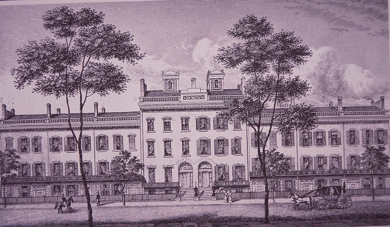 LeRoy Place i 1831, en del av det som nå er Bleecker Street i Greenwich Village (gravering) av American School