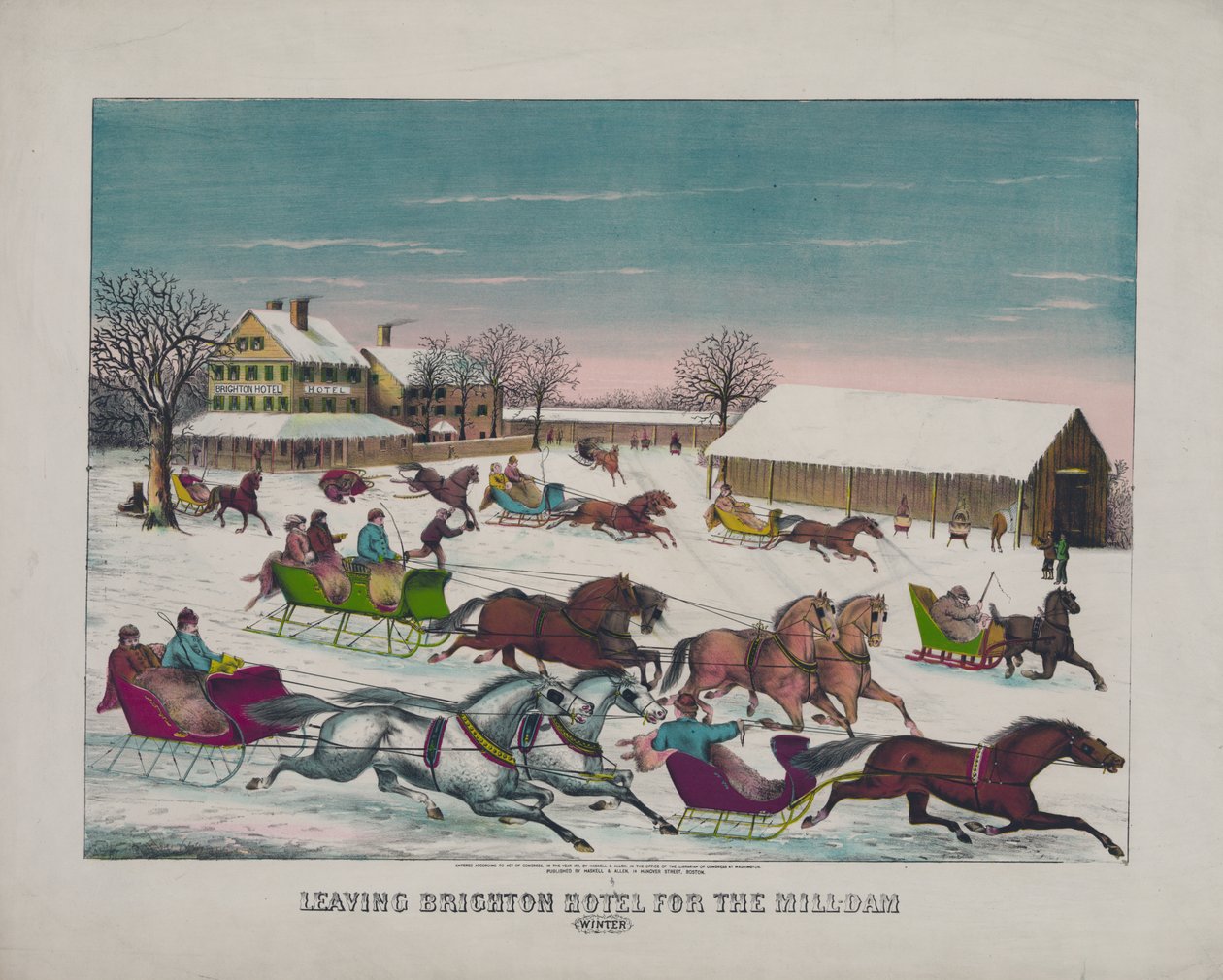 Forlater Brighton Hotel for Mill-Dam, vinter, ca. 1871 (trykk) av American School