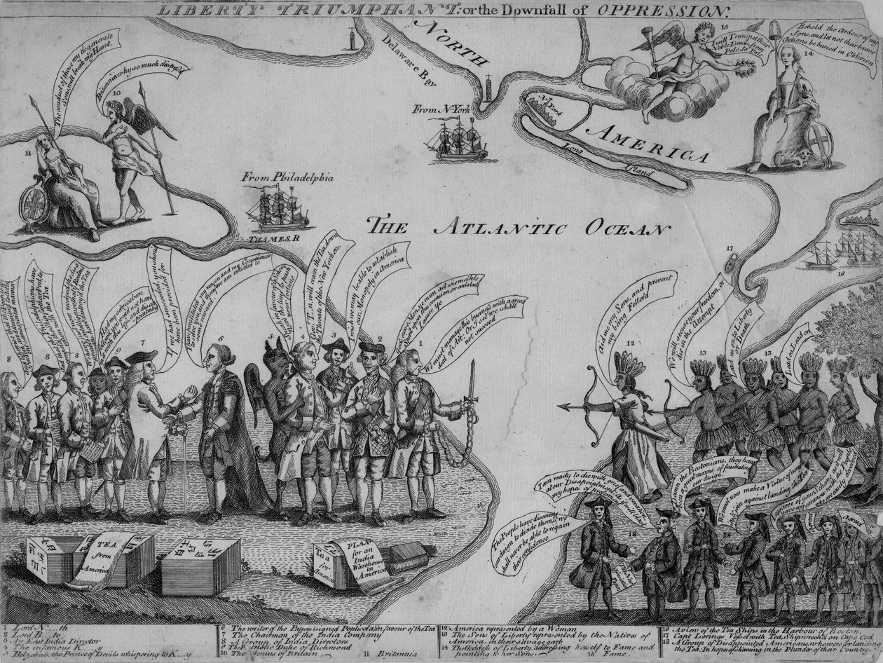 Liberty Triumphant, eller undertrykkelsens fall, 1773 av American School