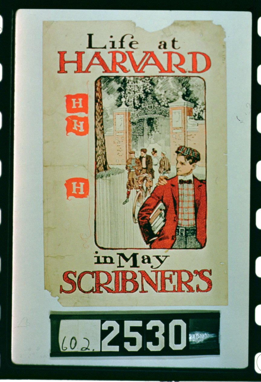 Life at Harvard, plakat som annonserer mai-utgaven av Scribners Magazine av American School