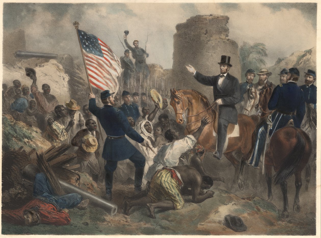 Lincoln i City Point, pub. 1865 av American School