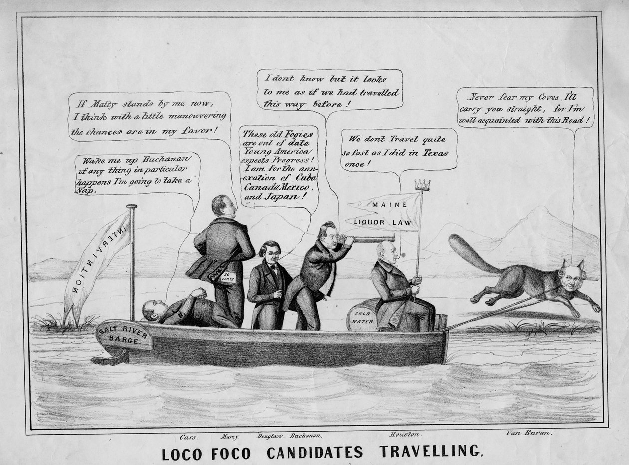 Loco Foco-kandidater som reiser på kanalsystemet, utgitt av J Childs, New York, ca. 1848 av American School