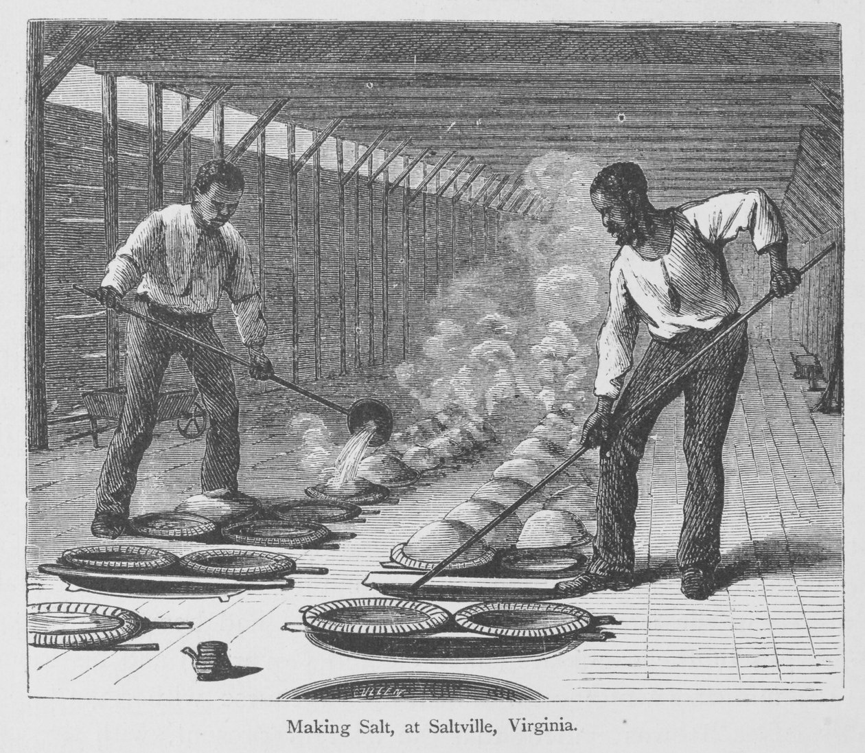 Lage salt i Slatville, Virginia, fra 'The Great South' av Edward King, utgitt ca. 1874 (gravering) av American School
