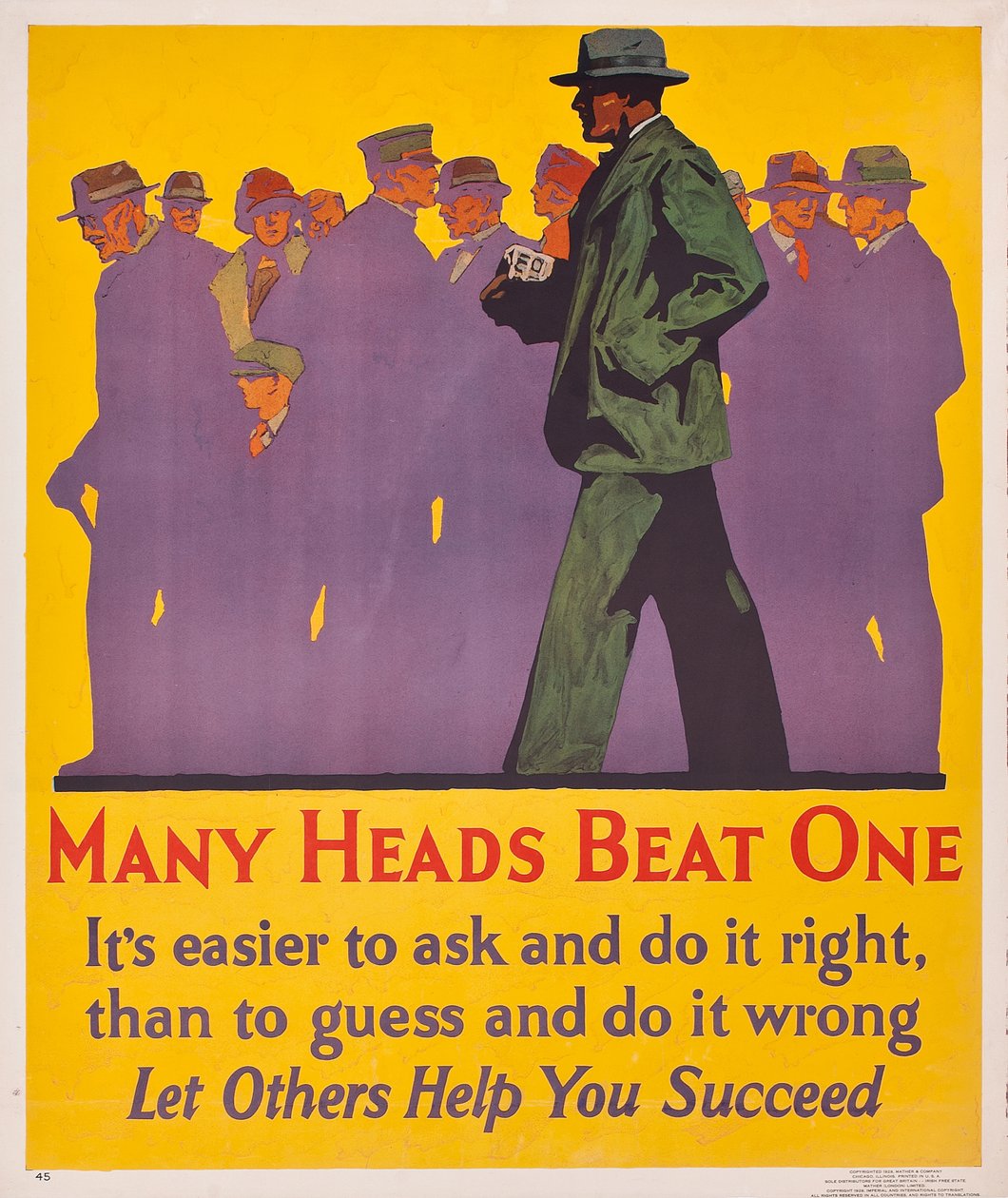 Mange hoder slår en; en arbeidsincentivplakat fra 1929 av American School