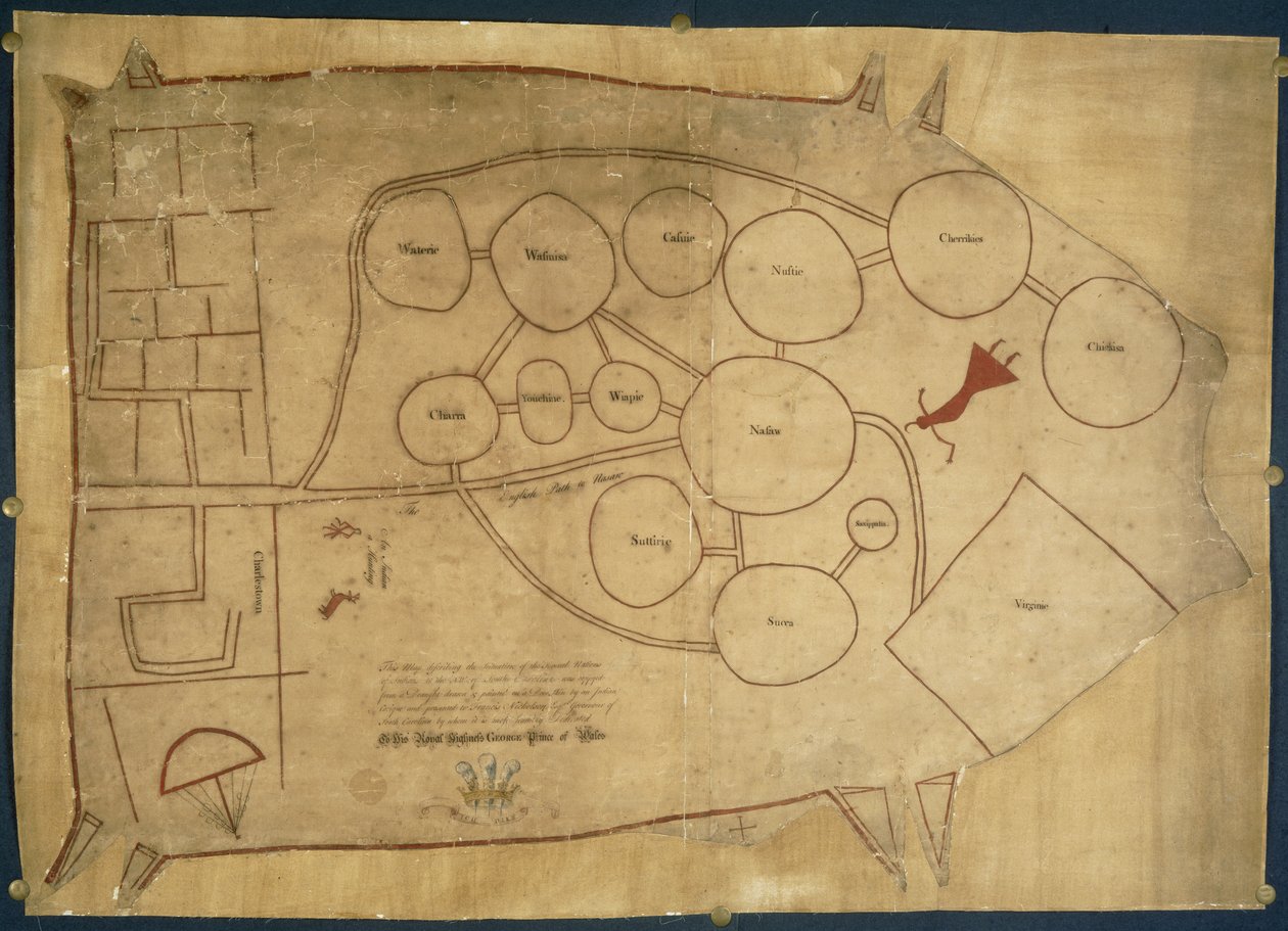 Kart over indianerland, ca. 1721-25 (vellum) av American School