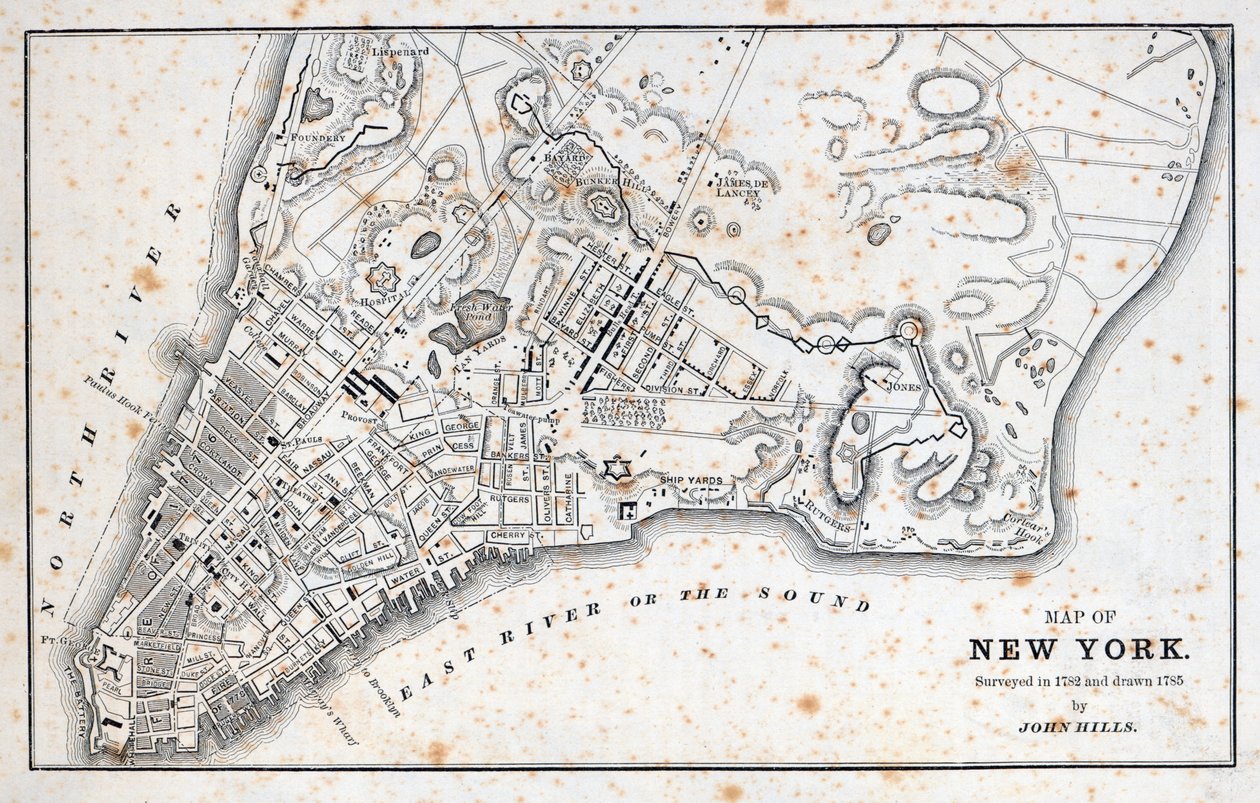 Kart over New York (litho) av American School