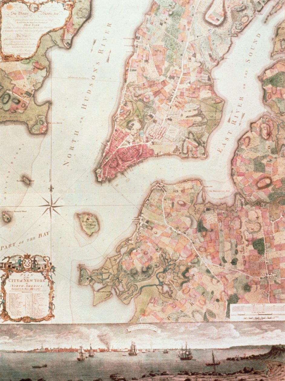 Kart over New York i 1766-67 (akvarell på papir) av American School