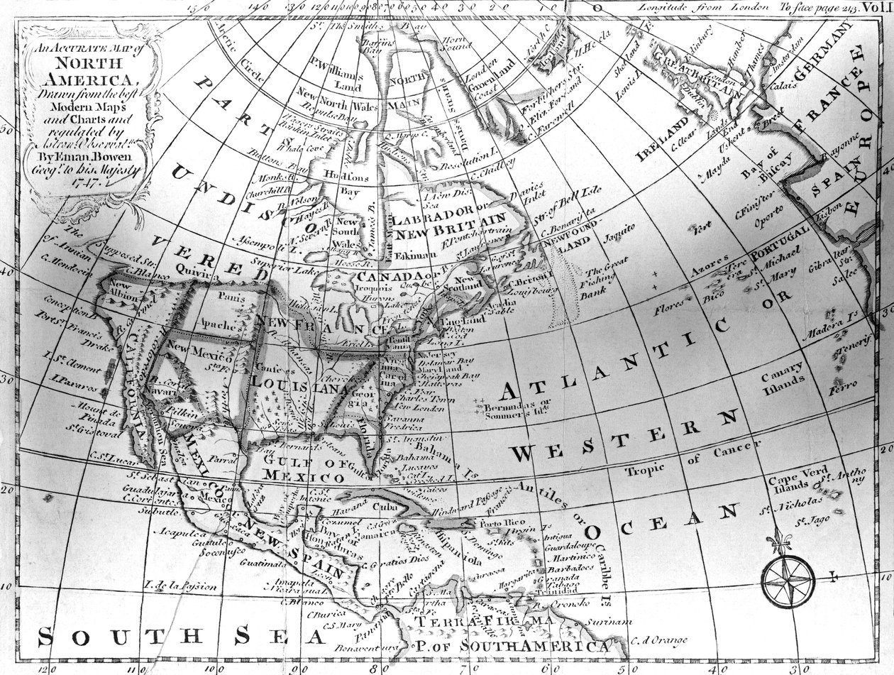 Kart over Nord-Amerika, 1747 av American School