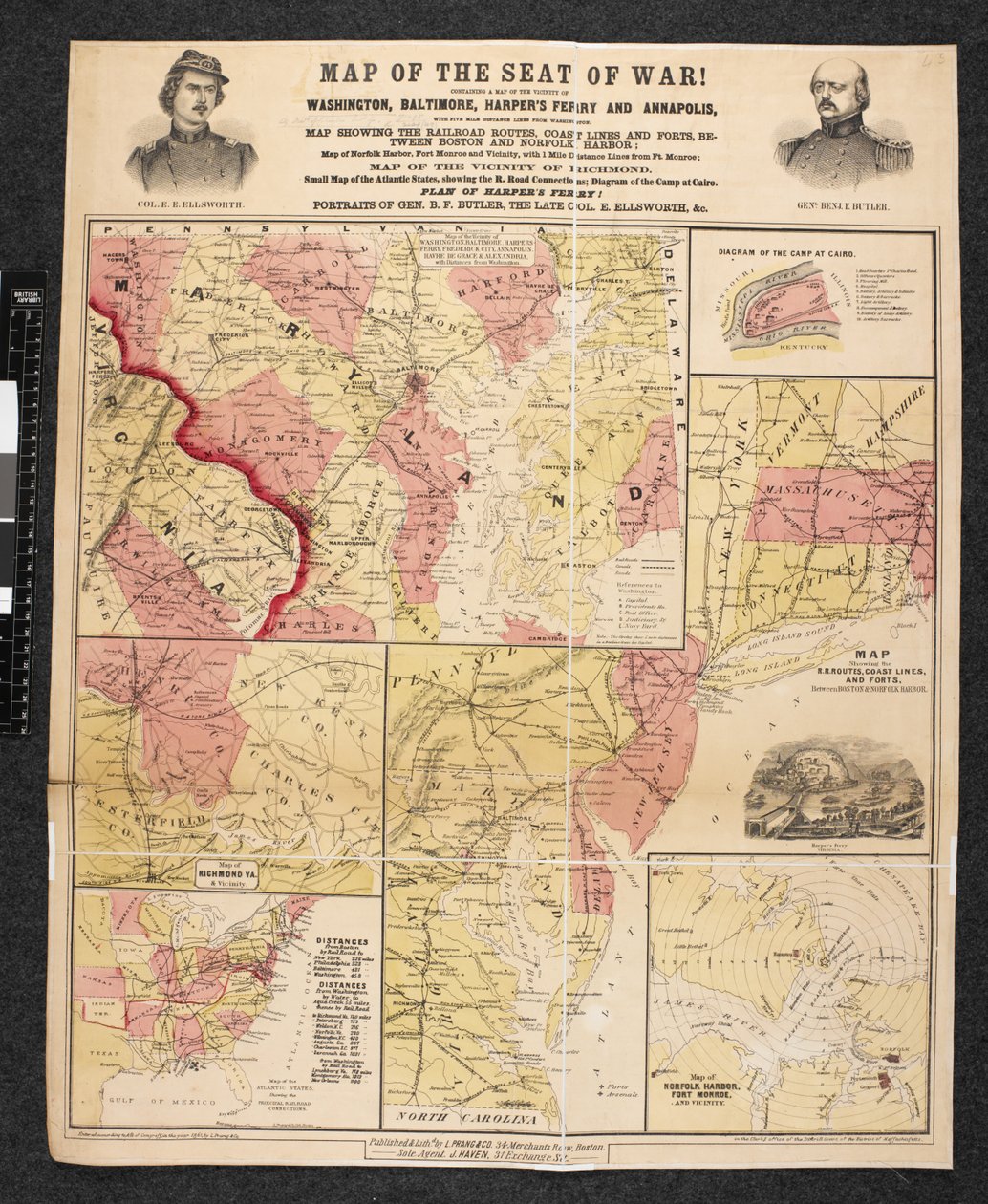 Kart over Seat of War. Inneholder et kart over nærheten av Washington, Baltimore, Harper