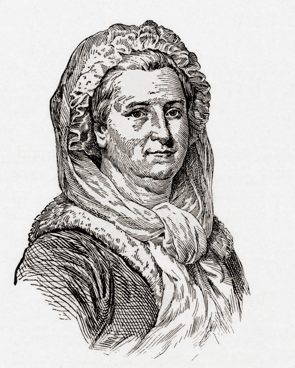 Martha Washington, fra 'The History of Our Country', utgitt 1905 (tregravering) av American School