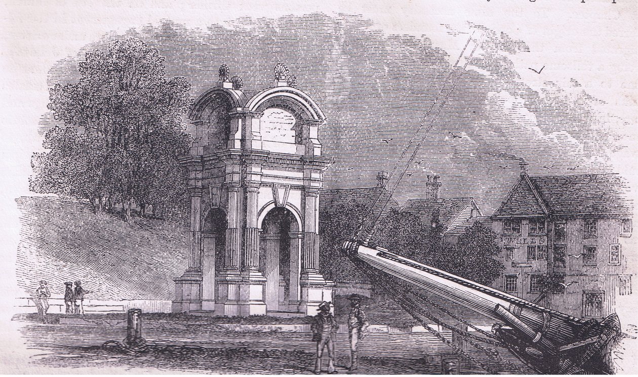 Monument i New Plymouth for å markere stedet for pilgrimsfedrenes landgang, illustrasjon fra Cassell