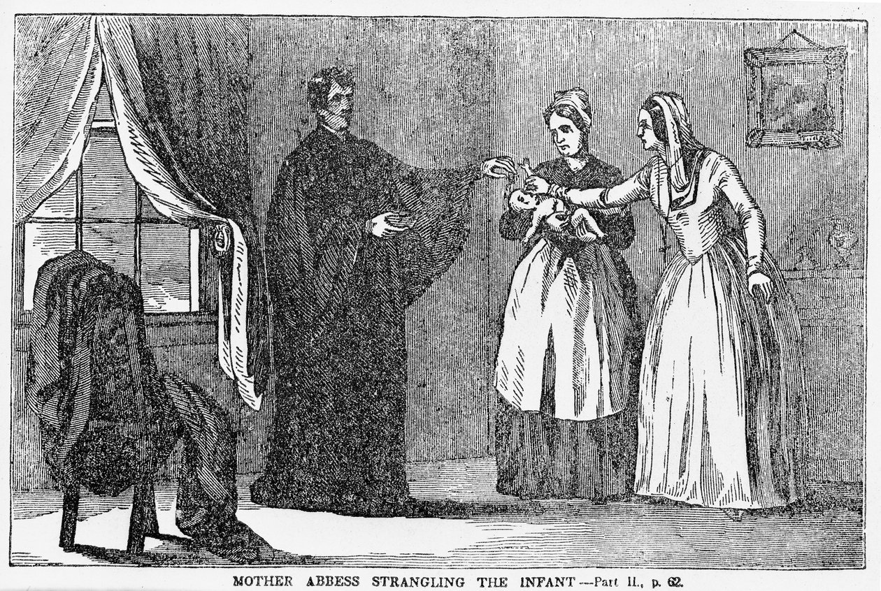 Mother Abbess Strangling the Infant, illustrasjon fra en anti-katolsk brosjyre av American School