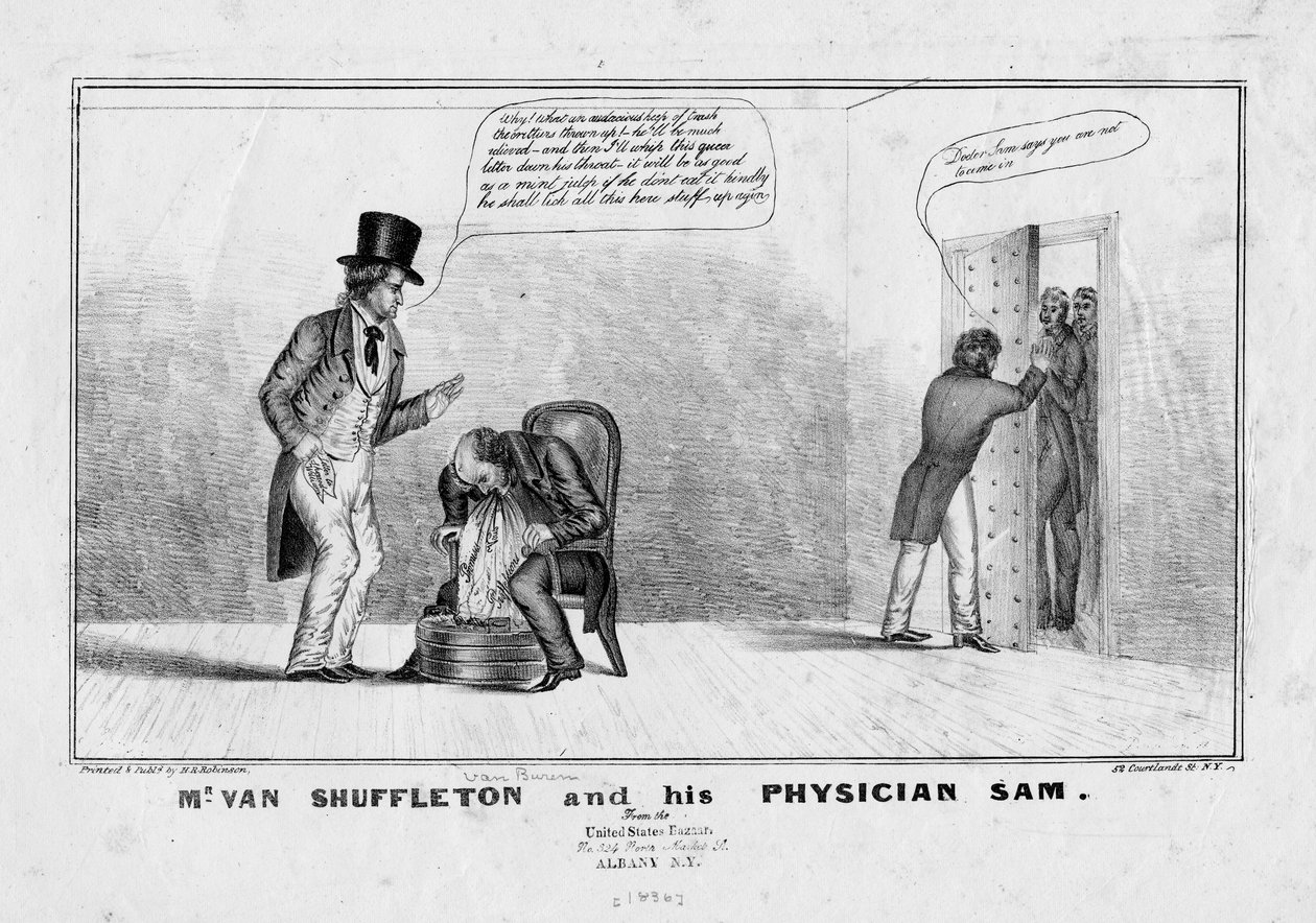 Mr. van Shuffleton og hans lege Sam, ca. 1836 av American School
