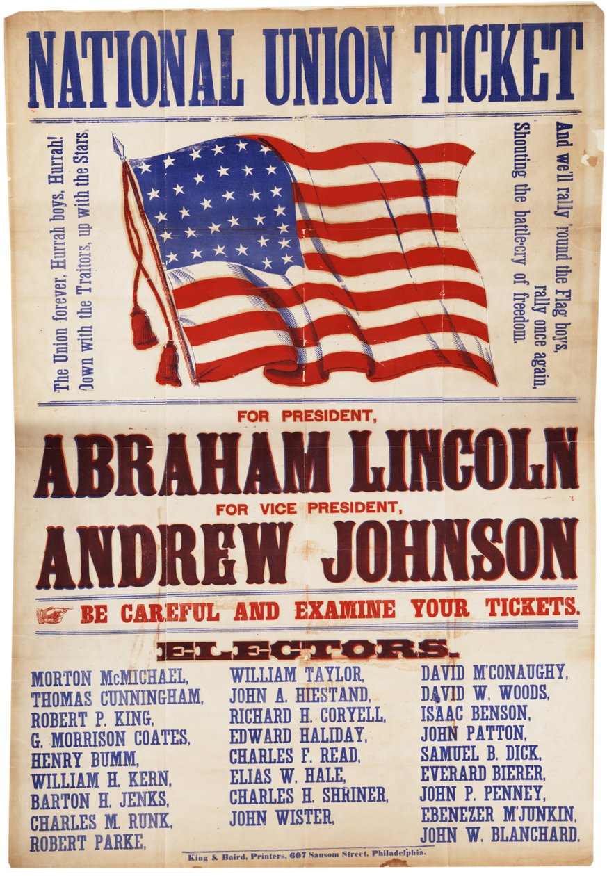 National Union Ticket. ... Lincoln og Johnson, The Union Forever, 1864 av American School