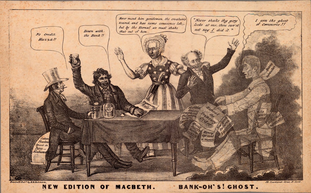 Ny utgave av Macbeth. Bonk-Ohs! Spøkelse, 1837 av American School