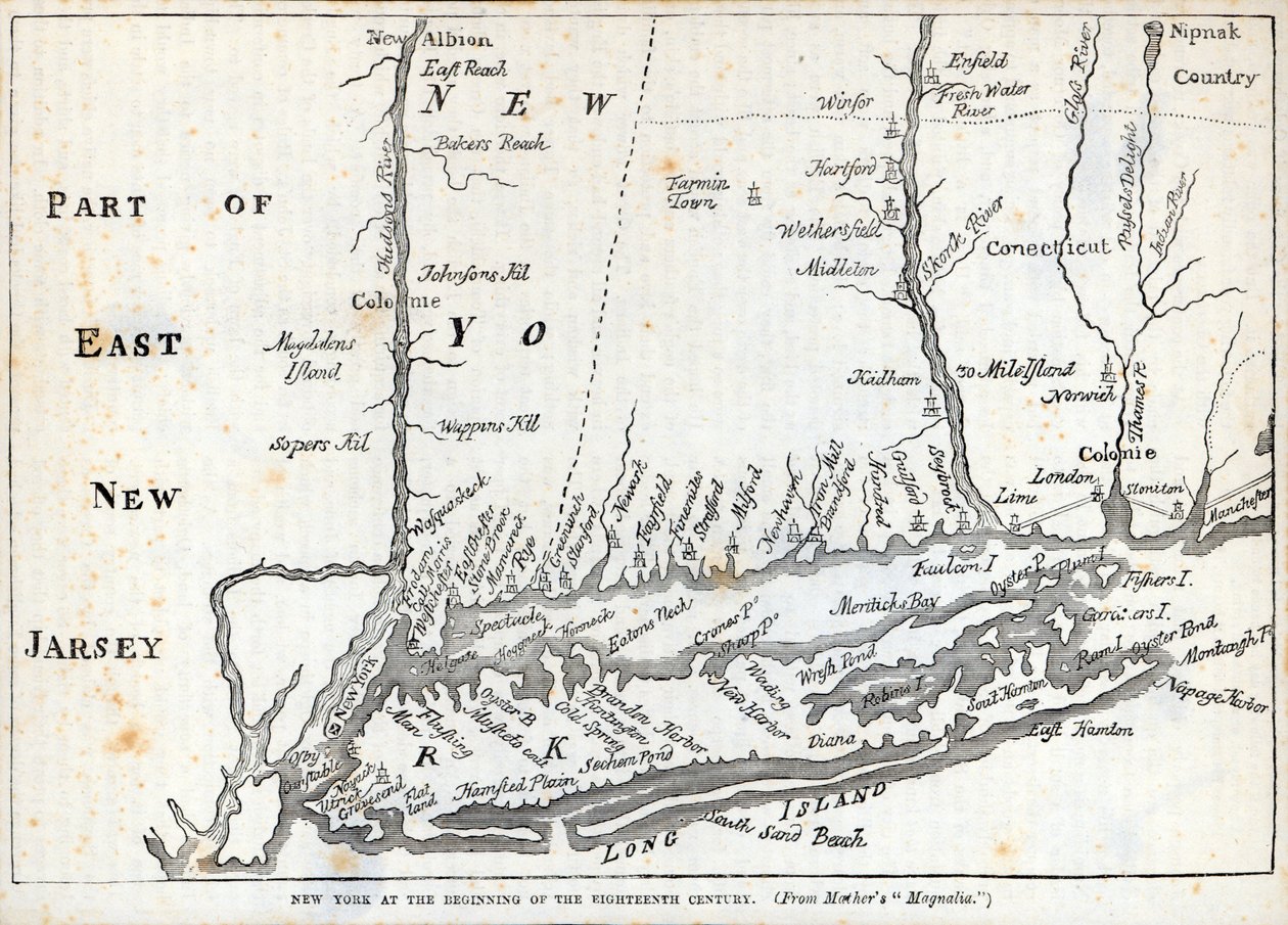 New York i begynnelsen av det attende århundre (litho) av American School