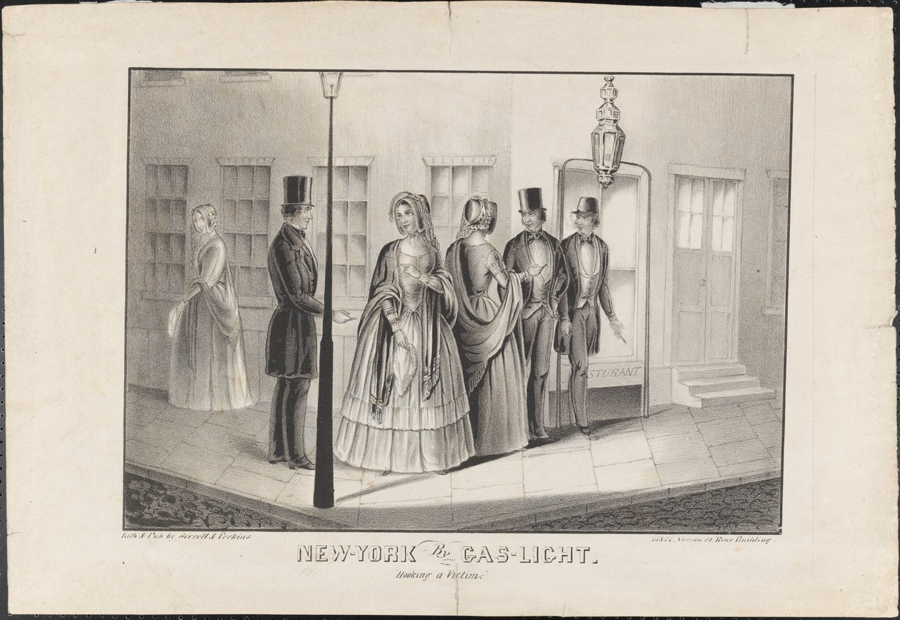 New York av Gas Light, Hooking a Victim, ca. 1850 av American School