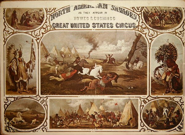 'North American Savages', ca. 1850 (farge litho) av American School