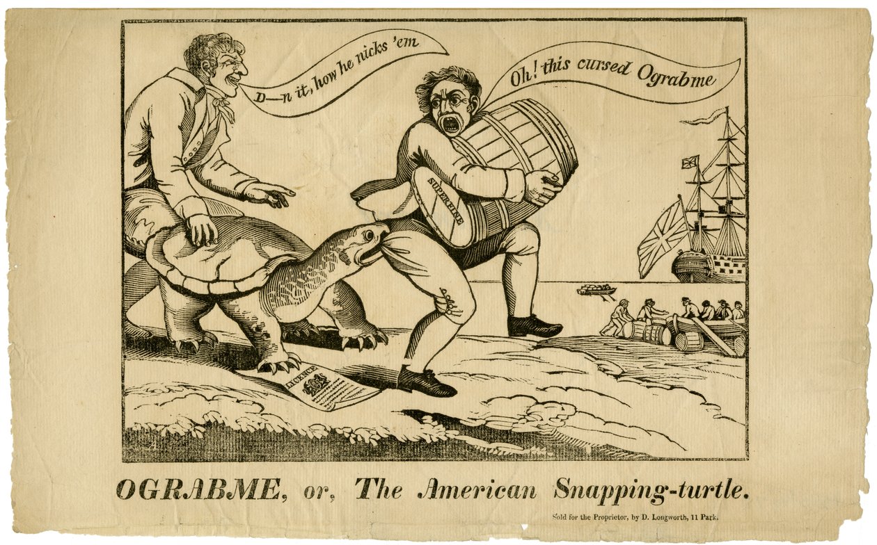 Ograbme, eller The American-Snapping Turtle, 1808 av American School
