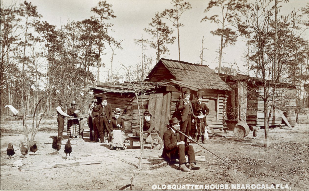 Old Squatter House nær Ocala, Florida, ca. 1880-tallet av American School