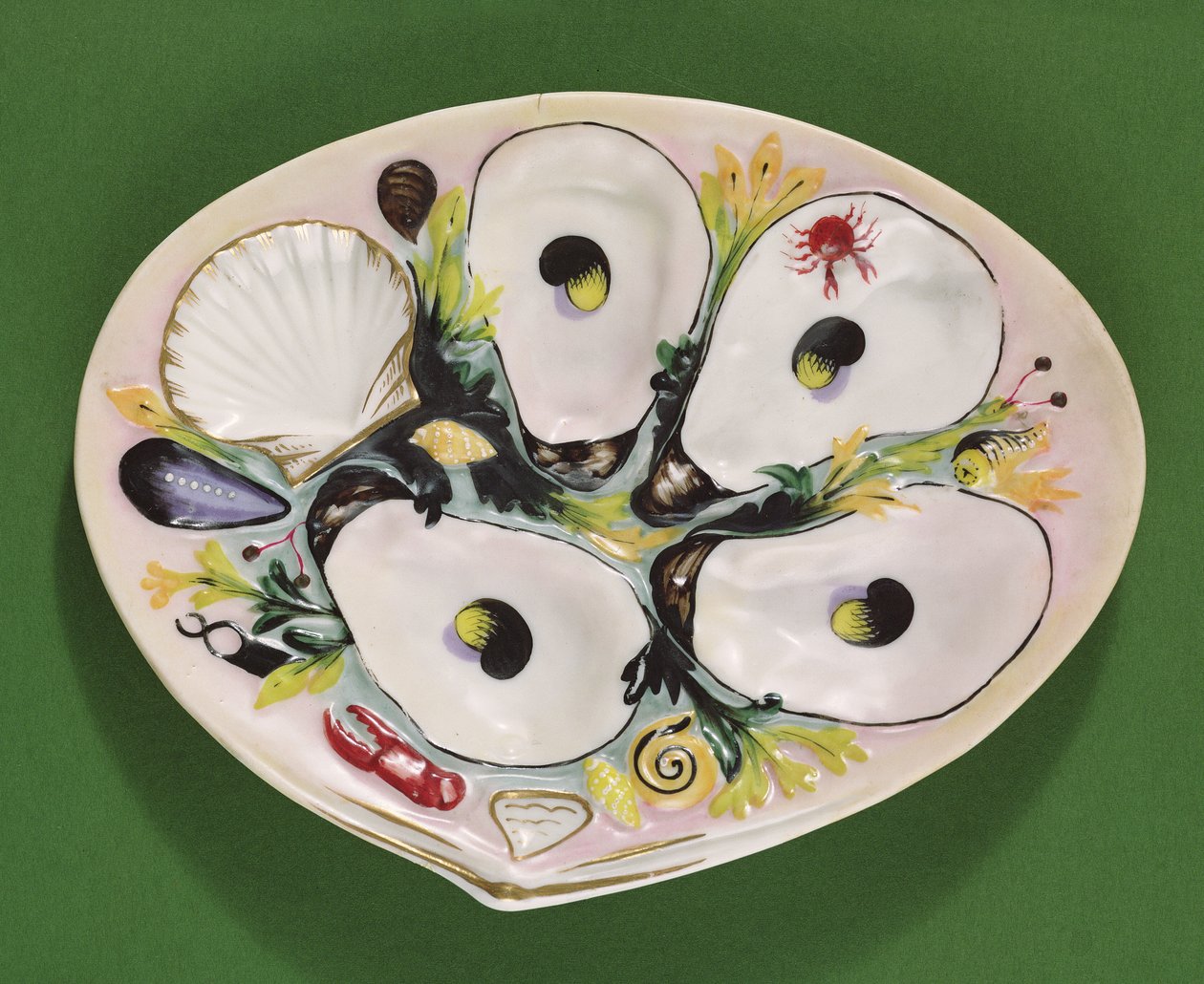 Østersplate, produsert av Union Porcelain Works, Greenpoint, New York, ca. 1880 (porselen) av American School
