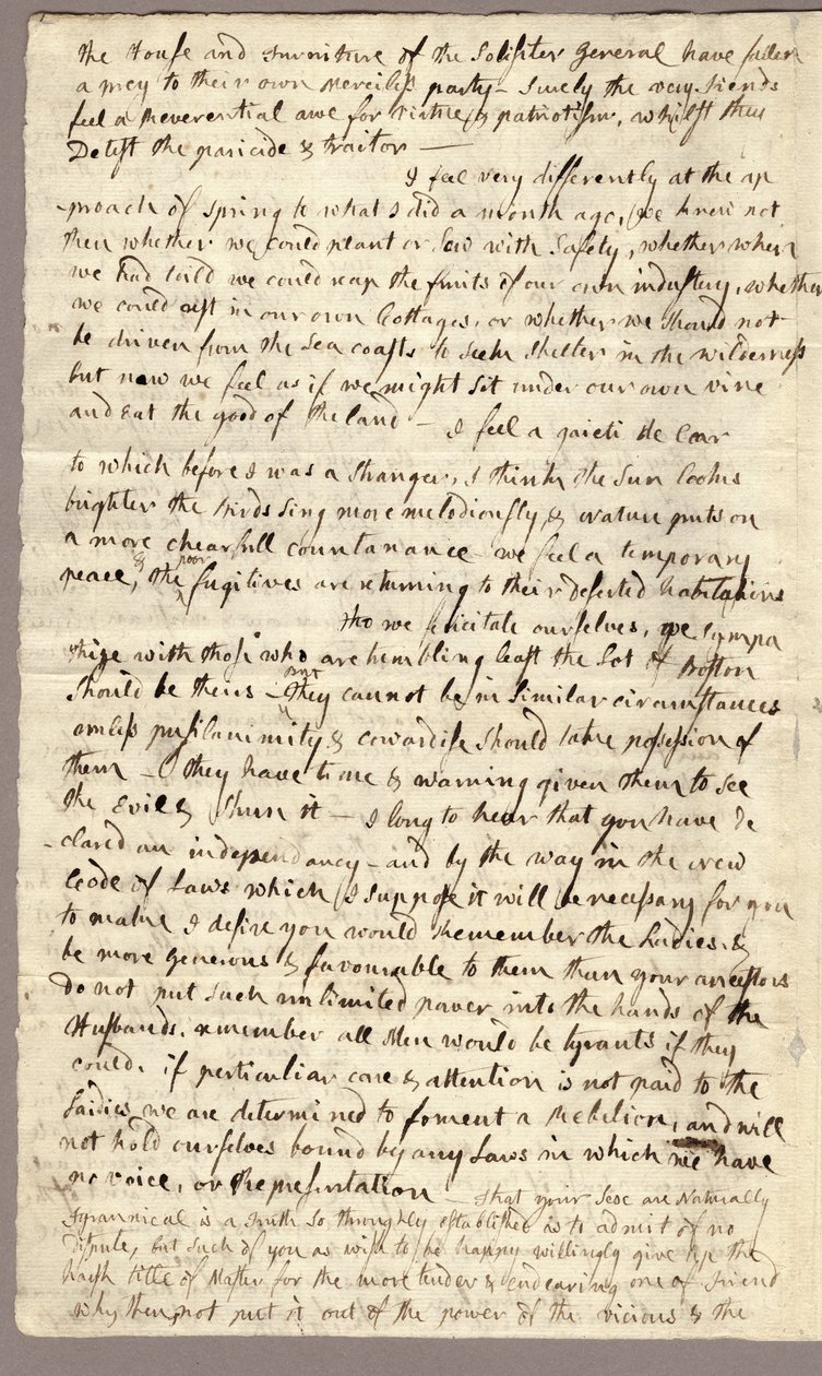 Side 2, Brev fra Abigail Adams til John Adams, 31. mars - 5. april 1776 av American School