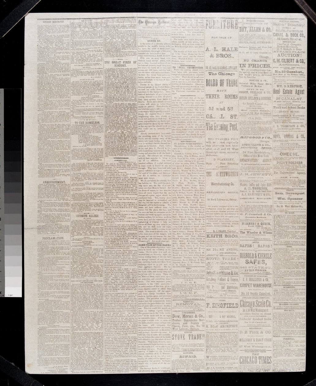 Side fra Chicago Tribune, 11. oktober 1871 (avis) av American School