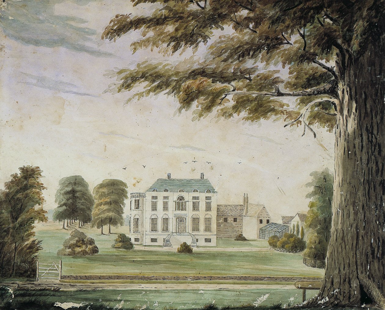 Park House, England: Hjemmet til Richard Flower, far til George Flower (akvarell på papir montert om bord) av American School