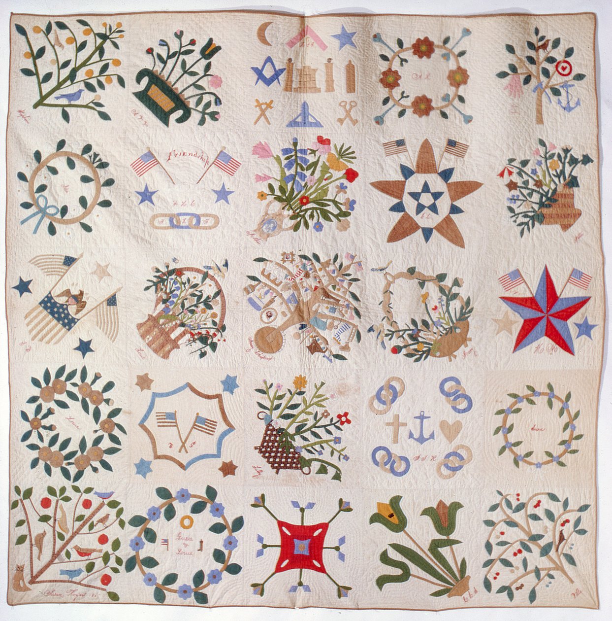 Patriot and Flower quilt, ca. 1860 (bomull) av American School