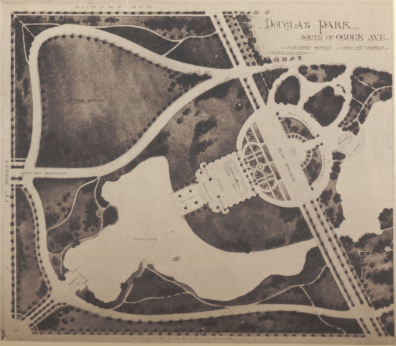 Plan av Douglas Park Winter Garden av American School