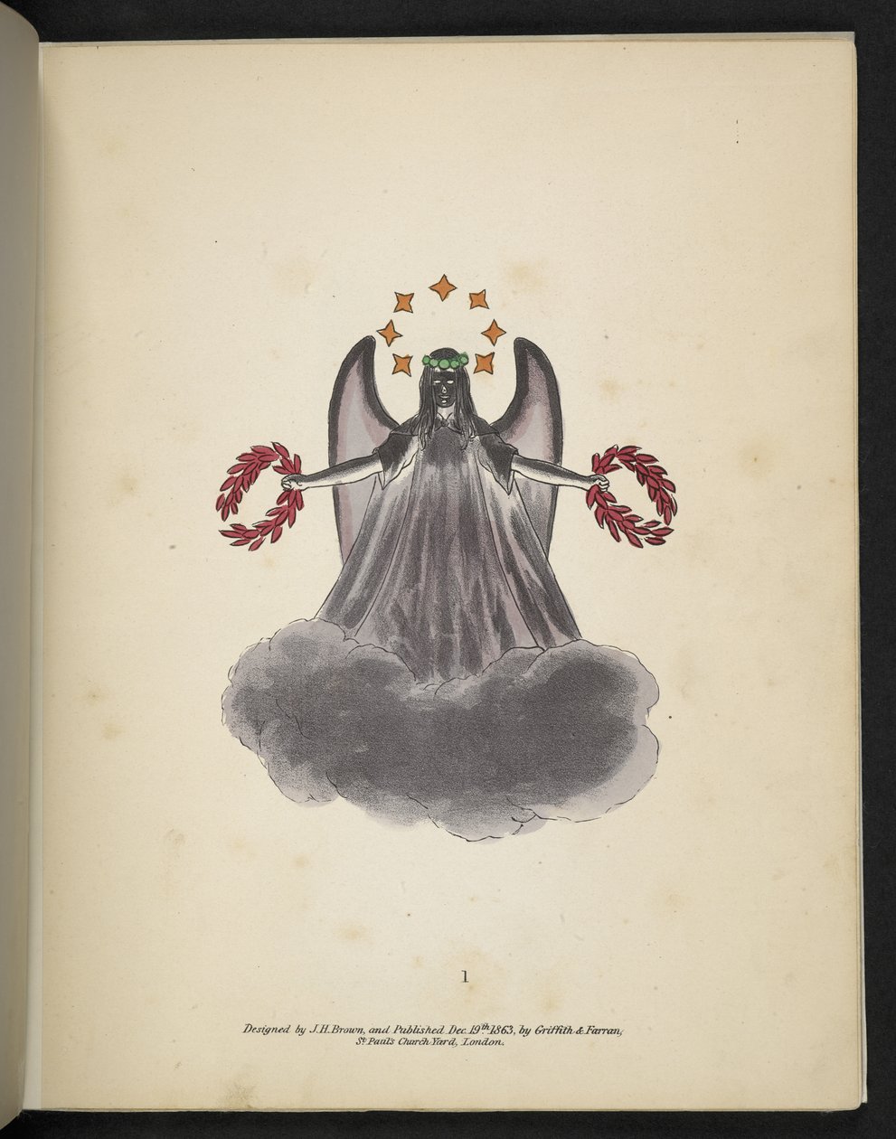 Plate 1. En mørk engel. Spectropia; eller, overraskende spektrale illusjoner som viser spøkelser overalt, og av hvilken som helst farge, osv. ser. 1. JH Brown, 1864 av American School