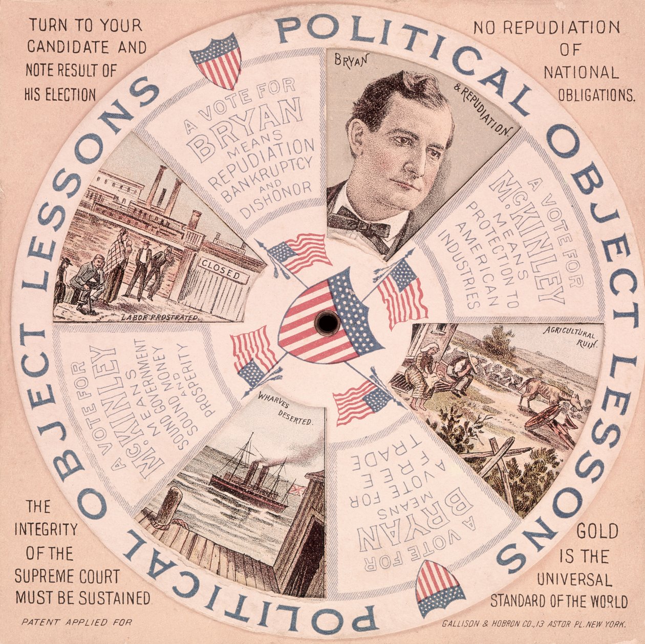Political Object Lessons , amerikansk presidentkampanjeplakat for William McKinley (1843-1901) ca. 1897 av American School