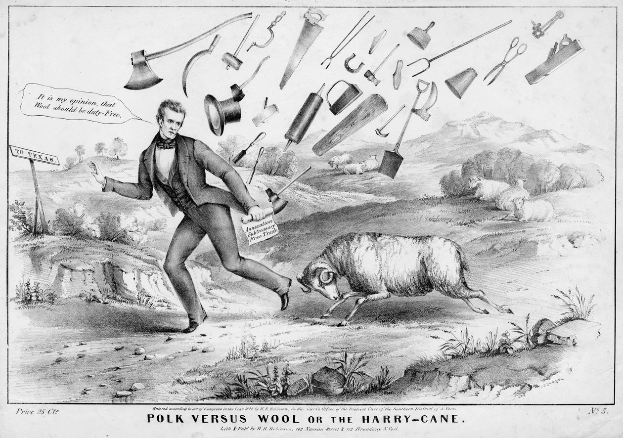 Polk versus ull, eller, The Harry-cane, utgitt av H R Robinson, New York, 1844 av American School