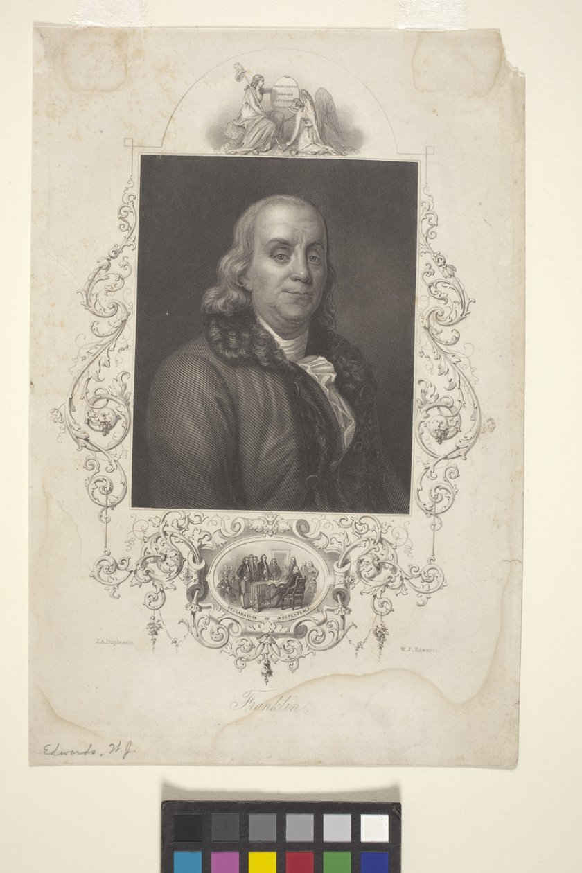 Portrett av Benjamin Franklin (blekk) av American School