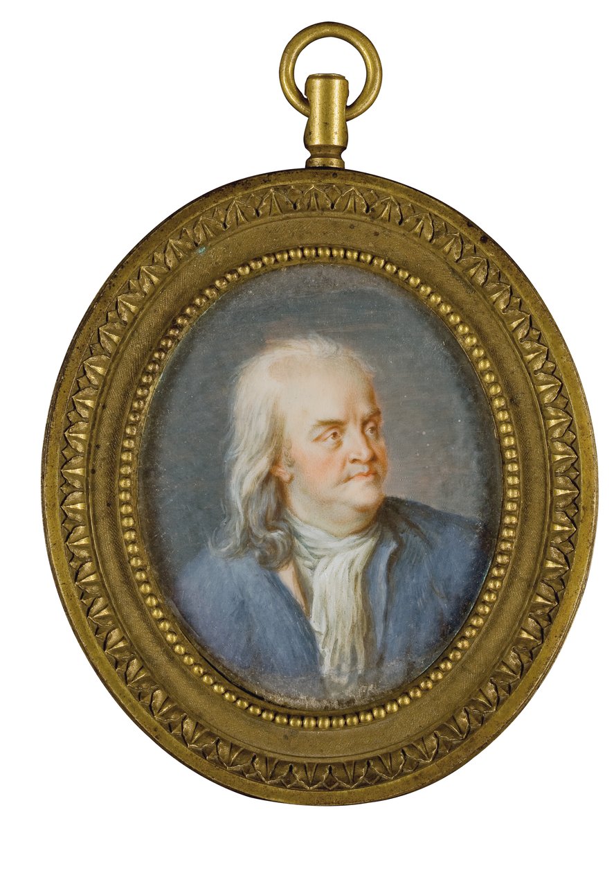 Portrett miniatyr av Benjamin Franklin av American School