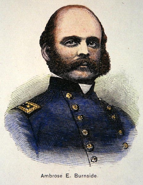 Portrett av Ambrose E. Burnside (farge litho) av American School
