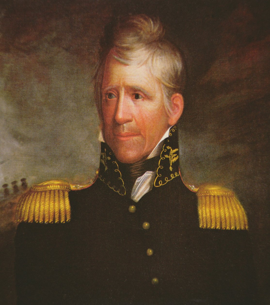 Portrett av den amerikanske generalen Andrew Jackson (farge litho) av American School