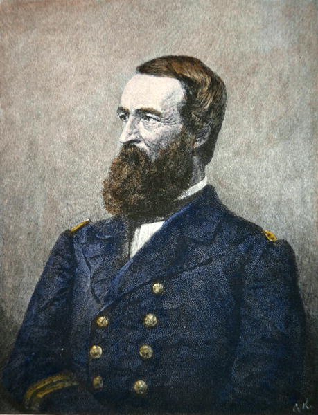Portrett av David Dixon Porter (1813-91), admiral i den føderale marinen (farge litho) av American School