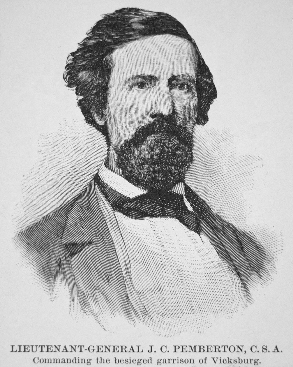 Portrett av general JC Pemberton (1814-81) (litho) av American School