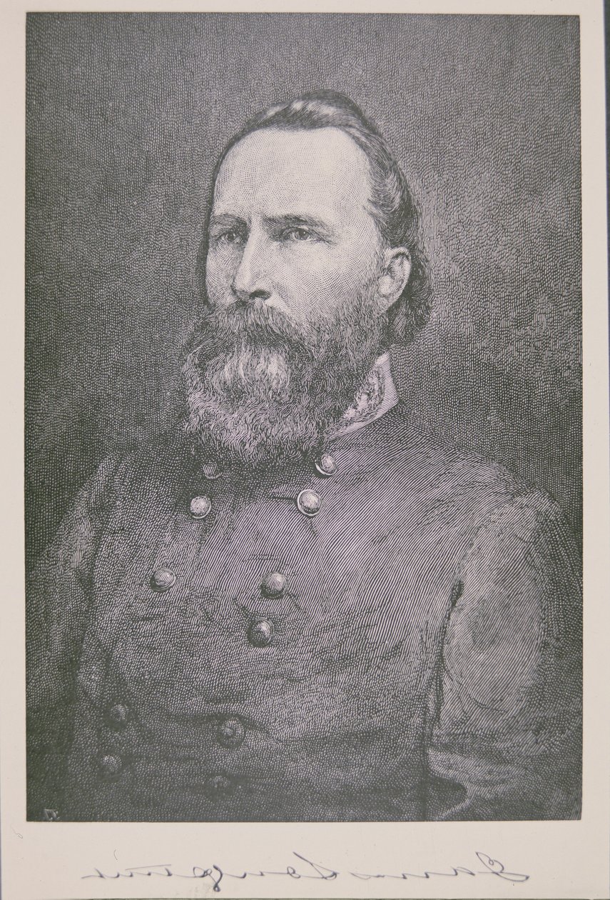 Portrett av general James Longstreet (1821-1904) (litho) av American School