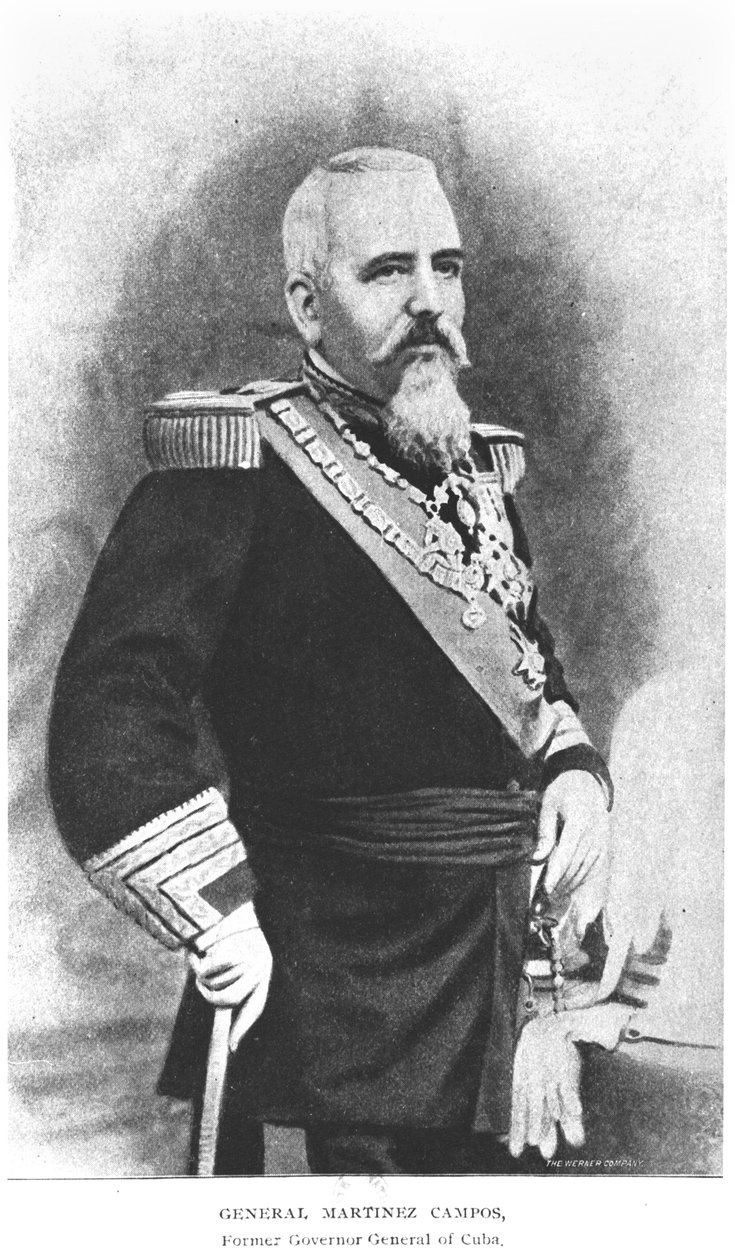 Portrett av general Martinez Campos (1831-1900) fra The Story of Cuba av Murat Halstead, utgitt 1898 av American School